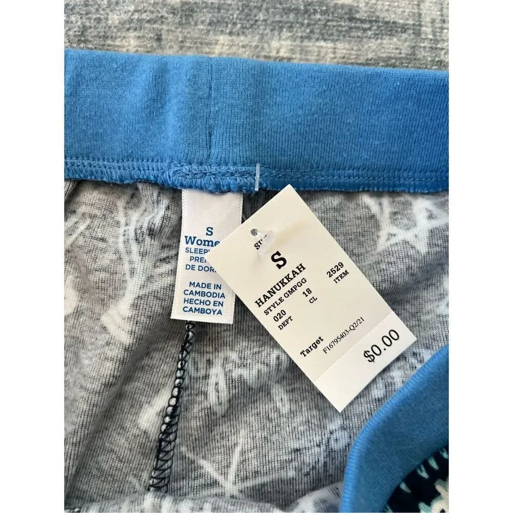 New! Blue White Hannukah Print Pajama Pants Women's Small - Picture 3 of 6